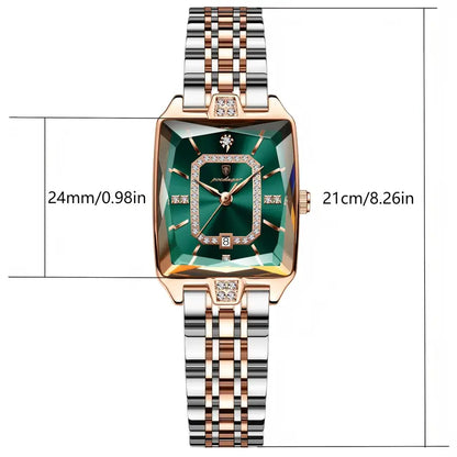 Waterproof Ladies Square Quartz Watch – Elegant Stainless Steel Design
